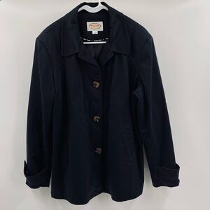 Talbots Cotton Lined Pockets Substantial Shoulder Pads Button Detail Jacket Coat